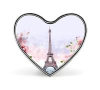 Badge en forme de cœur avec tour Eiffel de Paris avec fleurs, joli porte-badge d'identification pour woker, broche en métal pour homme et femme, cadeau de médecin, sacs à dos et accessoires de manteau