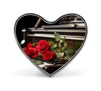 Badge en forme de cœur de piano en alliage d'aluminium, broche pour cadeau de Saint-Valentin, broches pour vestes, sacs à dos et autres vêtements
