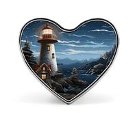 Badge en forme de cœur en alliage d'aluminium avec phare, Père Noël, broche pour vestes, sacs à dos et autres vêtements