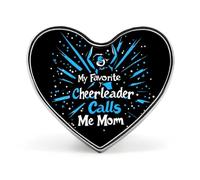 Badge en forme de cœur pour maman pom-pom girl préférée, unisexe, en métal, commémoratif, épingle à revers, bouton, robe, manteau, accessoires pour sac à dos, mariage