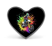 Badge en forme de cœur tie-dye pour motard de motocross, broche cœur mignonne, épingles à bouton pour sac à dos, veste, chape
