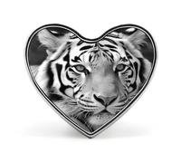 Badge en forme de tigre noir et blanc - Broche tendance en forme de cœur - Décoration exquise en métal - Pour vêtements, sac à dos, chapeaux, vestes