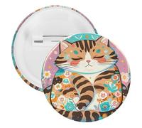 Badge en métal rond en forme de chat endormi, broche légère pour sac à dos, épingles à boutons tendance pour chemises, vestes, châle, manteau, unisexe, 12PCS, Fer blanc, épingles rondes en métal