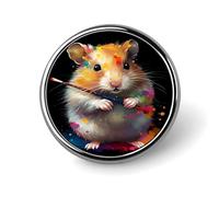 Badge/épinglette/bouton rond en métal imprimé représentant un hamster graffiti aquarelle, 2,5 cm (1 pouce), pour homme et femme.