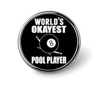 Badge fantaisie amusant de billard avec joueur de billard, épingle à revers, broche, cravate, bijoux, décoration pour chapeaux, vestes, chemises