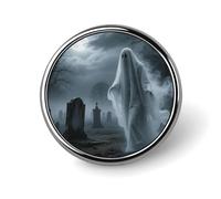 Badge fantôme d'Halloween cool classique mignon broche ronde tendance broche exquise en métal broche personnalisée pour vêtements, sac à dos, chapeau, veste décoration