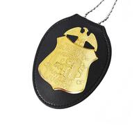 Badge FBI en métal avec support en cuir, badges de jeu de rôle, accessoires en cuir, accessoire de fête d'Halloween