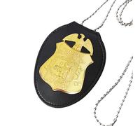 Badge FBI en métal avec support en cuir, badges de jeu de rôle, accessoires en cuir, accessoire de fête d'Halloween