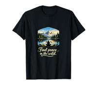 Badge « Find Peace in The Wild Camping Mountain » T-Shirt