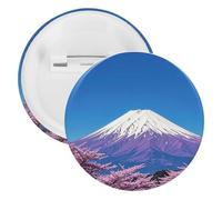 Badge Fuji violet rond en métal, broche légère pour sac à dos, épingles à boutons tendance pour chemises, vestes, châle, manteau, unisexe, 5PCS, Fer blanc, épingles rondes en métal