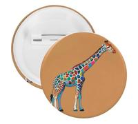 Badge girafe coloré rond en métal, broche légère pour sac à dos, épingles à boutons tendance pour chemises, vestes, châle, manteau, unisexe, 5PCS, Fer blanc, épingles rondes en métal