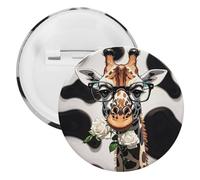Badge Giraffe The Rose en métal - Épingles rondes légères pour sac à dos - Épingles tendance pour chemises, vestes, châles, manteaux - Unisexe, 5PCS, Fer blanc, épingles rondes en métal