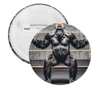 Badge Gorillas in Fitness Gym Épingles rondes en métal léger pour sac à dos, épingles à boutons tendance pour chemises, vestes, châle, manteau, unisexe, 12PCS, Fer blanc, épingles rondes en métal