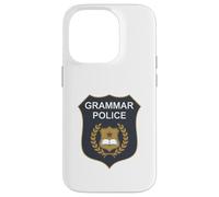 Badge Grammar Police to Serve and Correct English Teacher Coque pour iPhone 14 Pro