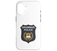Badge Grammar Police to Serve and Correct English Teacher Coque pour iPhone 16