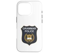 Badge Grammar Police to Serve and Correct English Teacher Coque pour iPhone 16 Pro