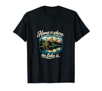 Badge Home is Where The Lake is Camping Mountain T-Shirt