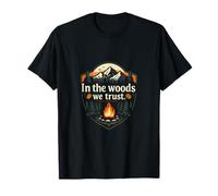 Badge « in The Woods We Trust Camping Mountain » T-Shirt