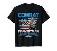 Badge Infantryman de combat CIB 11C Vétéran Patriotique 4 juillet T-Shirt