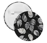 Badge jacquard noir gris feuille ronde en métal, broche légère pour sac à dos, épingles à boutons tendance pour chemises, vestes, châle, manteau, unisexe, 20PCS, Fer blanc, épingles rondes en métal