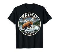 Badge Katmai National Park & Preserve Alaska Grizzly Saumon T-Shirt