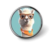 Badge lama amusant de dessin animé décoratif, badge rond en alliage d'aluminium durable, broche légère pour chemises, vestes, chapeaux, uniformes 2,5 cm