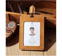 Badge Lanyard, porte-carte pour lanière, Étuis d'identification portables faits à la main, Vintage en cuir véritable, porte-carte de crédit, carte de nom, portefeuille à manches en cuir, couverture de