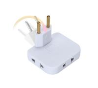 Badge-Law Multiprise Ladrón Prise Plate à 3 Prises avec Tête Rotative Design Voleur Extra-Plat Idéal pour Les Petits Espaces Adaptateur Européen et Américain 250V et 10A