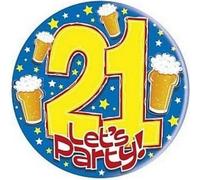 Badge "Let's Party", 21e anniversaire SG27122 (taille unique) (Jaune/Bleu/Rouge)