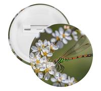 Badge libellules sur des fleurs et des branches - Épingles rondes en métal - Broche légère pour sac à dos - Épingles à boutons tendance pour chemises, vestes, châles, manteaux - Unisexe, 12PCS, Fer
