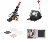 Badge Maker DIY Badge Kit de machine à boutons pour réfrigérateur avec aimant photo personnalisé de forme rectangulaire de 63,5 x 63,5 mm(Full set)