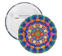 Badge mandala coloré rond en métal, broche légère pour sac à dos, épingles à boutons tendance pour chemises, vestes, châle, manteau, unisexe, 5PCS, Fer blanc, épingles rondes en métal