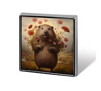 Badge Marmotte Hapy, carré, pour décoration de chapeaux, vestes