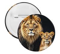 Badge mère lion et jeune lion en métal, broche ronde légère pour sac à dos, épingles à boutons tendance pour chemises, vestes, châle, manteau, unisexe, 20pcs, Fer blanc, épingles rondes en métal