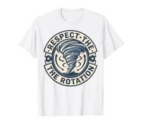 Badge météo Tornado « Respect The Rotation Storm Chaser » T-Shirt Graphique avec Valeur, Homme, Blanc, S