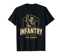 Badge Militaire école d'infanterie T-Shirt Graphique avec Valeur, Homme, Noir, M