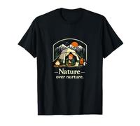 Badge Nature Over Nurture Camping Mountain T-Shirt