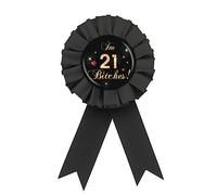 Badge noir en fer blanc pour 21e anniversaire, rose noire et dorée pour filles, inscription « Happy 21st Birthday » - Décorations de fête d'anniversaire, fer-blanc, rosstte