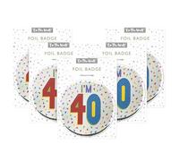 Badge One The Wall argenté pour 40e anniversaire - 8,5 cm - Avec épingle à nourrice pour tenue de fête - Badge durable pour célébrer des événements importants, Pack of 4, Finition aluminium