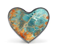 Badge orange et turquoise en forme de cœur, joli porte-badge d'identification pour woker, broche en métal, épinglettes en forme de cœur d'amour pour homme et femme, cadeau de médecin, sacs à dos et