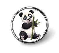 Badge panda coquin, décoratif, rond en alliage d'aluminium durable, broche légère pour chemises, vestes, chapeaux, uniformes - 2,5 cm