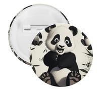 Badge panda ludique rond en métal, broche légère pour sac à dos, épingles à boutons tendance pour chemises, vestes, châle, manteau, unisexe, 5PCS, Fer blanc, épingles rondes en métal