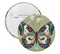 Badge papillon antique rond en métal, broche légère pour sac à dos, épingles à boutons tendance pour chemises, vestes, châle, manteau, unisexe, 5PCS, Fer blanc, épingles rondes en métal