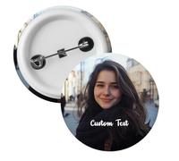 Badge Personnalisable, Pin's Personnalisable avec Texte Photo Logo, Pins Badge Rond Personnalisé Broche Personnalisée