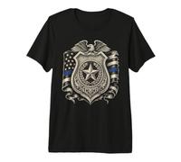 Badge Police Aigle Drapeau Officier fierté T-Shirt Haut de Gamme