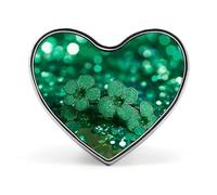 Badge printanier vert scintillant en forme de cœur, joli porte-badge d'identification pour woker, broche en métal, épinglettes en forme de cœur d'amour pour homme et femme, cadeau de médecin, sacs à