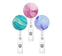 Badge Reel, 3 Pieces Clear Window Work ID Holder, Retractable Clip with Quick Access Design, Secure Badge Display for Nurses Teachers Students Volunteers, Convenient Wallet Neck