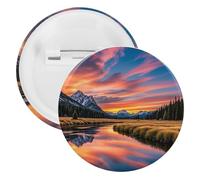 Badge réfléchissant coucher de soleil rond en métal, broche légère pour sac à dos, épingles à boutons tendance pour chemises, vestes, châle, manteau, unisexe, 20PCS, Fer blanc, épingles rondes en