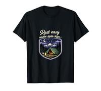 Badge Rest Easy Under Open Skies Camping Mountain T-Shirt
