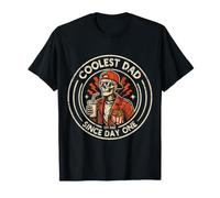 Badge rétro Amusant avec Motif Squelette « Cool Dad Since Day One » T-Shirt